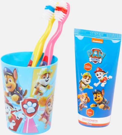 Paw Patrol Tandenborstelset voor kinderen met beker en tandpasta 4-delig Blauw