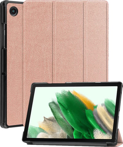 Hoes - Geschikt voor Samsung Galaxy Tab A8 - Dun & Stevig - Trifold Bookcase - Hard Cover - Hardcover Book Case - Tablet Hoesje - Rosé goud