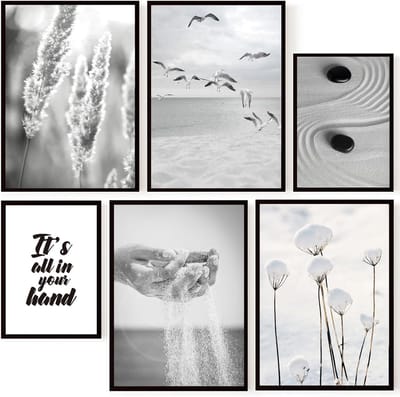 Posters Zonder Lijst - Wanddecoratie Set - Woonkamer Decoratie - Moderne Pampas Stijl - 4xA3 + 2xA4 - Stijl 2