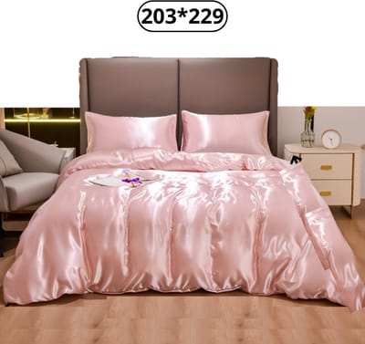 Livano Satijnen Dekbedovertrek - Fleece Dekbedovertrek - Pluche - Dekbed - Deken - Inclusief Kussens - Roze 203x229cm