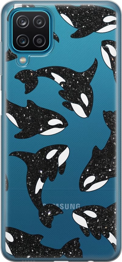 Hoesje geschikt voor Samsung Galaxy A12 - Orka - Soft Case - TPU - Print - Transparant - Mooie Telefoonhoesjes