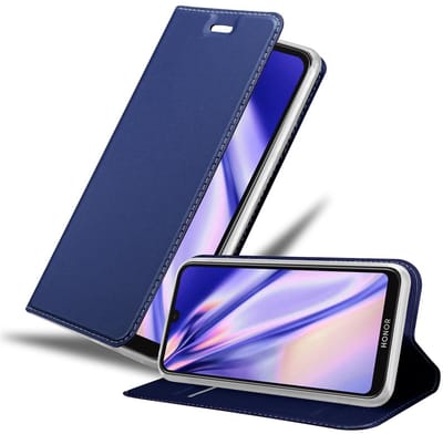 Cadorabo Hoesje geschikt voor Huawei Y5 2019 / Enjoy Play 8 / Honor 8S in CLASSY DONKER BLAUW - Beschermhoes met magnetische sluiting, standfunctie en kaartvakje Book Case Cover Etui