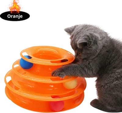 Livano Kattenspeelgoed - Voor Katten - Cat Toy - Kattenspeeltjes - Kattentoren - Met Balletje - Oranje