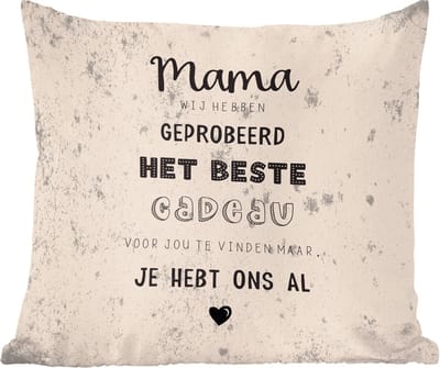 Sierkussens - Kussentjes Woonkamer - 40x40 cm - Mama je hebt ons al - Quotes - Moeder - Spreuken