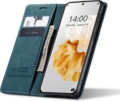Huawei P60 Pro Hoesje - Book Case Leer Slimline Blauw