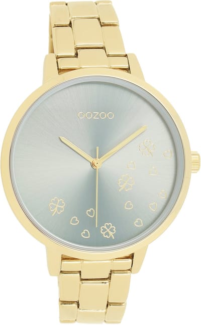 OOZOO Timepieces - Goudkleurige horloge met goudkleurige roestvrijstalen armband - C11123