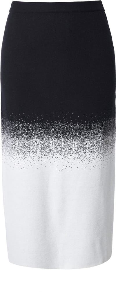 Ulla Popken - Dames - Gebreide midi-rok kleurverloop elastische band zoomsplit - Zwart - Maat 46+