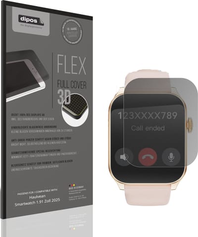 dipos FLEX – Matte Privacy Screenprotector geschikt voor Haulvean Smartwatch 1.91 Zoll 2025 | Volledige Schermbescherming | Case-Friendly