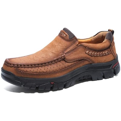 Grote Maat Herenschoenen Casual Leren Schoenen Echt Leer Heren Buiten Vrijetijd Werkschoenen Antislip Plateau Zachte Zool Schoenen 46 brown