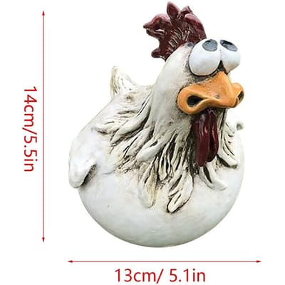 Wit Hars Haan Tuinsculptuur - Geluks Kip Beeld met Sleuf voor Bloempot, Hek, Decoratief Ornament voor Buiten Boerderij gray