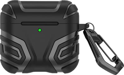 Telestore - Hoesje geschikte voor AirPods 4 - TPU hybride zwart hoesje Beschermhoes - Shockproof AirPods 4 Cover - AirPods 4 Hoesje - Geschikt voor Apple Airpods 4 - zwart - hard en TPU cover -
