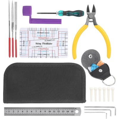 22-delige Set Metalen Gitaar Reparatie Onderhoud Gereedschapskit Muziekinstrument Accessoire gray
