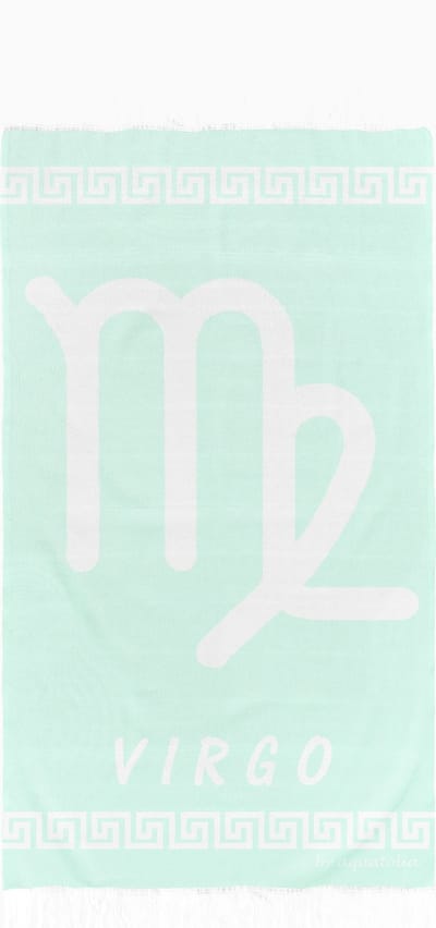 uit Turkije By Aquatolia Hamamdoek Virgo Zodiac - 100% Zacht Katoen - Strandlaken - Handdoek - Licht Groen - 100cm x 180cm - Originele hamamdoek uit Turkije