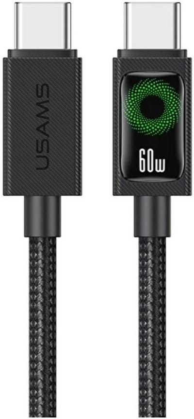 USAMS U92 Serie - USB-C naar USB-C Kabel - 60W - 1.2m - Zwart