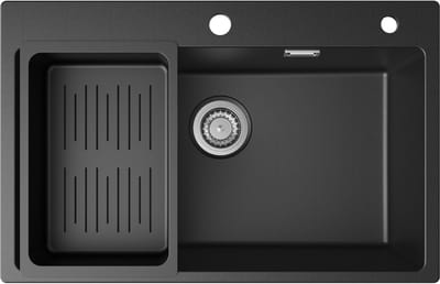 CECIPA Max Granieten spoelbak 70x45cm - Spoelbak Keuken Antraciet - Spoelbakken Met Waterafvoersysteem - Enkele spoelbak