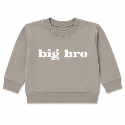 Sweater trui shirt voor kind baby- grote broer big bro blok letter beige Maat 74 - Big brother bro - Familie uitbreiding - Zwangerschap aankondiging hoera stoer ik ben word bekendmaking baby