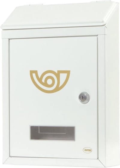 Buiten brievenbus van gelegeerd staal - veilige postontvangst - eenvoudige installatie - 295x21x62 cm - 2 sleutels - wit