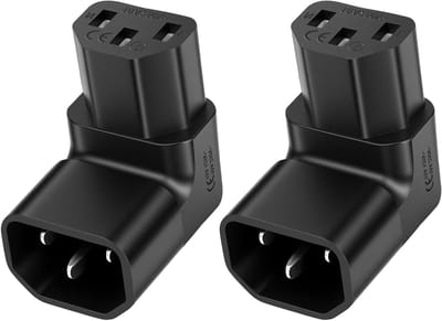 Koude Voedingskabel Hoekplug, 2 Stuks IEC Stekker C14 naar C13 Socket, 90 Graden 250V 10A, Ideaal voor PDU en HDTV Apparaten