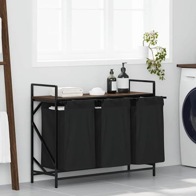 Wasmand met plank - Wasopberger - Sorteren en opbergen - Drie uittrekbare zakken - 99 x 33 x 77 cm
