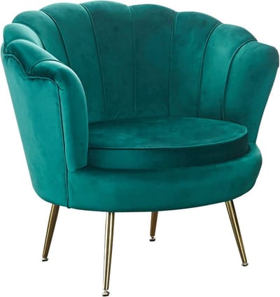 Fauteuil Chanelle Groen - Velours - Zithoogte 44 cm - Zitdiepte 56 cm