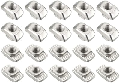 T-Groove Moeren (M6 Draad) 20 Stuks, Carbon Staal T-Groove Moeren, Bevestiging voor Profielen en Aluminium Series 4545