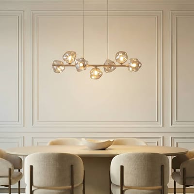 TK Lighting Hanglamp Lava, 7-lamps, 90 cm lang, zand/cognac, G9
