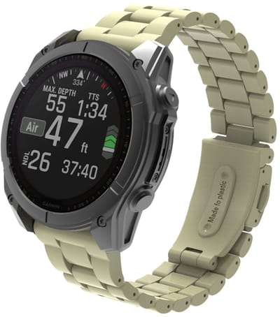Stravo TPU 3-Bead 'Classic' Bandje Geschikt voor Garmin Fenix 5 (Plus)/Fenix 6 (Pro)/Fenix 7 (Pro-Sapphire-Solar)/Fenix 8-47mm/Fenix E-Garmin Epix (Pro) Gen 2-47mm - Quickfit 22 / 22mm band voor Garmin smartwatches - Horlogebandje - Starlight