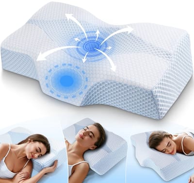 Dailygoods- Hoofdkussen ergonomisch - Traagschuim - Neksteunkussen - Wasbare overtrek - 2 hoogtes - Ondersteuning nek/schouders - Nekkussen
