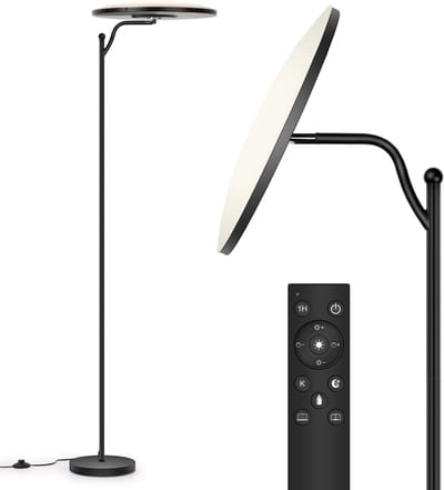 Oraymin LED Vloerlamp Dimbaar – 32W 3520LM – Afstandsbediening & Voetschakelaar – 2700K-6500K – Moderne Staande Lamp