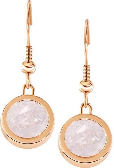 Quiges RVS Schroefsysteem Oorhangers Oorbellen Rosékleurig met Verwisselbare Roze Glas Mini Munt Set - ECOS043