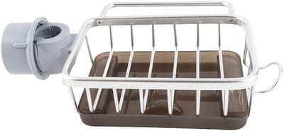Dailygoods- Sponshouder Roestvrij - Keukenorganizer Gootsteen - Multifunctionele Caddy - Antislip Lekbak - Eenvoudige Installatie - Ruimtealuminium