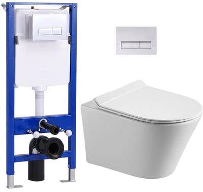 HOROW Toiletset - Hangtoilet met Softclose Zitting incl. Deksel - Diepspoel - incl. inbouwreservoir