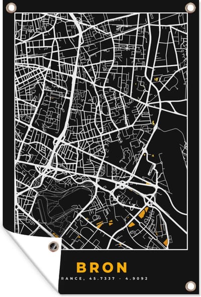 Muurdecoratie Plattegrond - Bron - Kaart - Frankrijk - Stadskaart - 120x180 cm - Tuinposter - Tuindoek