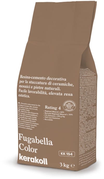 Kerakoll Fugabella Voegmiddel KK154 - Kleur 154 Bruin - 3 kg Voegmortel voor Tegels & Natuursteen - Verkrijgbaar in 50 Kleuren - Greenbuild rating 4