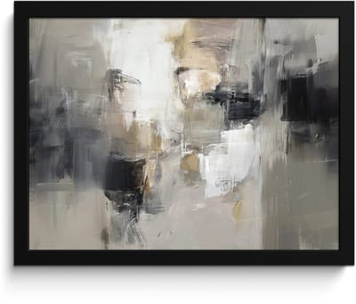 Poster in lijst - Fotolijst 40x30 cm - Posters - Kleurenpalet - Penseelstreken - Beige - Nevelig - Posterlijst zwart - Decoratie - Wanddecoratie woonkamer - Muurdecoratie slaapkamer