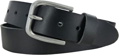 Leren Heren Riem | Buffellederen Heren Riem | Kleur: Zwart | 4cm breed | Zilveren Gesp | Riemmaat: 85 (totale lengte: 100cm) | 100% echt leer | Nikkelvrije gesp