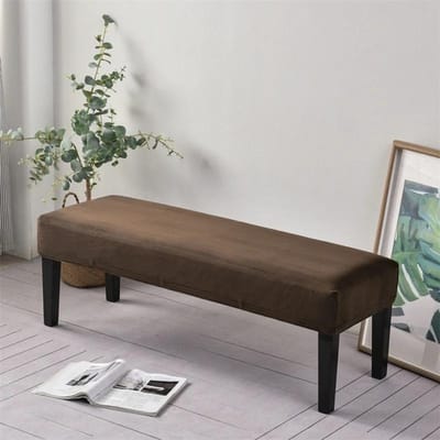 Housse de Chaise de Salle à Manger en Velours Doux Housse Extensible pour Tabouret de Piano Housse Longue pour Ottoman Housse Solide pour Banc Changer de Chaussures pour Salon