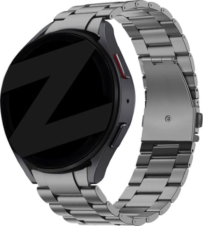 Bandz titanium schakel band geschikt voor Galaxy Watch 7 (40 & 44mm) / Watch 6 (Classic) / 5 40mm & 44mm / 5 Pro / 4 & Watch 4 Classic / Watch FE - titanium materiaal - incl. toolkit - grafiet titanium bandje