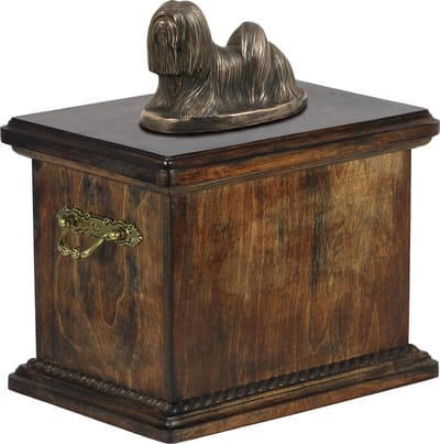 Elegante urn voor Lhasa Apso met beeldje in klassieke stijl