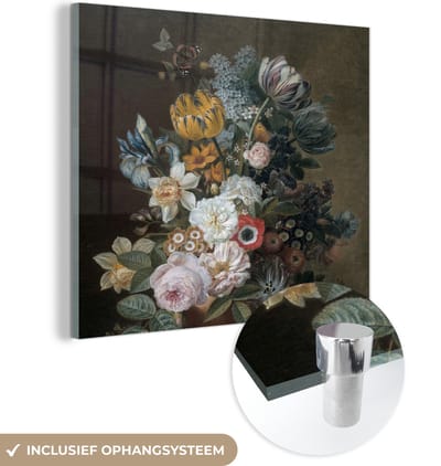 MuchoWow® Glasschilderij 50x50 cm - Schilderij acrylglas - Stilleven met bloemen - Schilderij van Eelke Jelles Eelkema - Foto op glas - Schilderijen
