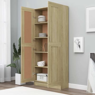 vidaXL - Boekenkast - 82,5x30,5x185,5 - cm - bewerkt - hout - sonoma - eikenkleur