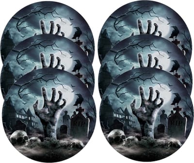Fiestas Guirca Halloween/horror begrafenis bordjes - 12x - zwart - papier - D23 cm