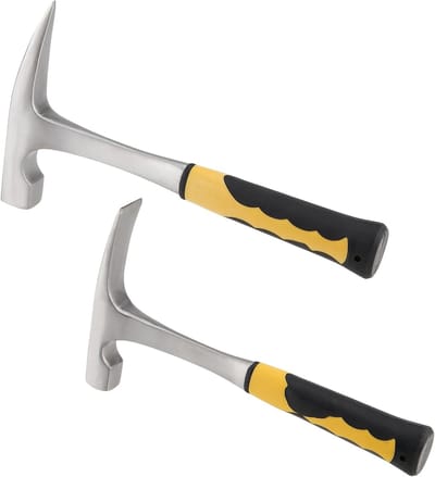 Set van 2 Stuks 24oz Metselaarshamer met Dubbele Kop en Antislip Grip, Ideaal voor Geologie, Mijnbouw en Steenhakken