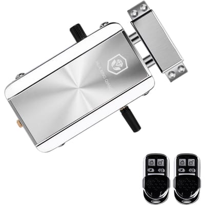 Kit de serrure de porte de maison, télécommande, entrée sans clé, serrure électronique intelligente, antivol sans fil, pêne dormant with 2 Remote Control argenté