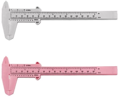 Schuifmaat met Dubbele Schaal 0-80 mm - 2 stuks Plastic Meetinstrumenten voor Studenten en Dagelijks Gebruik - Wit Roze