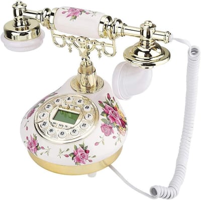 Draaitelefoon Keramiek - Antieke Telefoon Vaste Telefoon - Thuisgebruik - Milieuvriendelijke Behuizing - 210 MM Hoogte - Goud