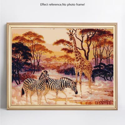 Diamant broderie mosaïque Animal girafe et zèbre diamant peinture point de croix 20X30CM brown