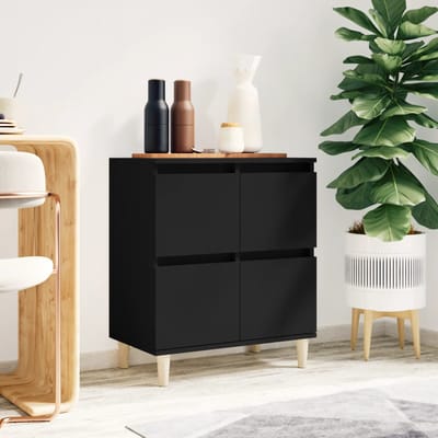 vidaXL - Dressoir - 60x35x70 - cm - bewerkt - hout - zwart
