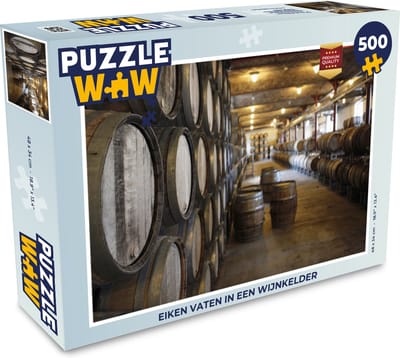Puzzel Eiken vaten in een wijnkelder - Legpuzzel - Puzzel 500 stukjes