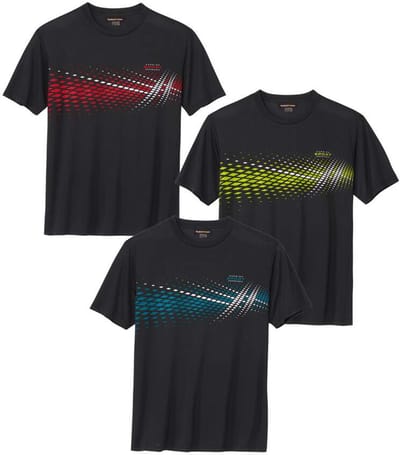 ATLAS FOR MEN - Set van 3 sportieve T-shirts - Heren - Verkrijgbaar in grote maten - L